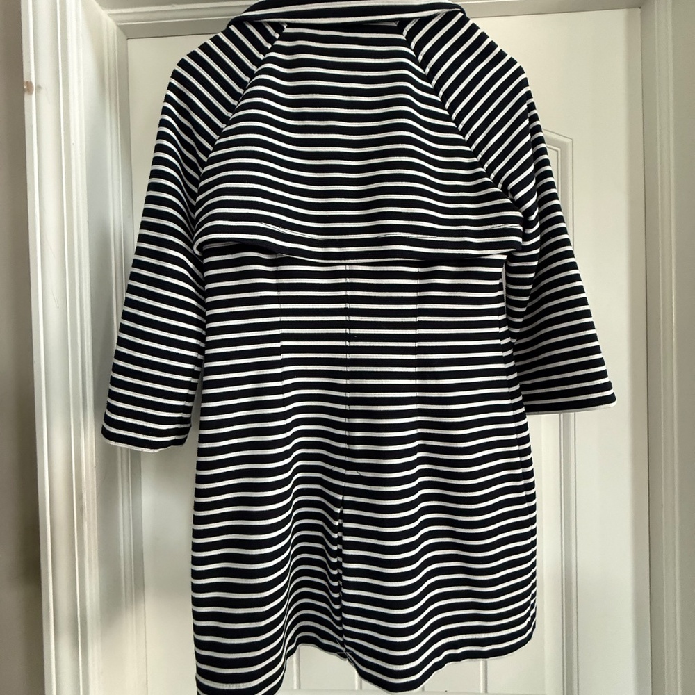 CAbi Striped Double Breasted Trench Jacket Navy White Size S Style 5151 - Picture 5 of 15